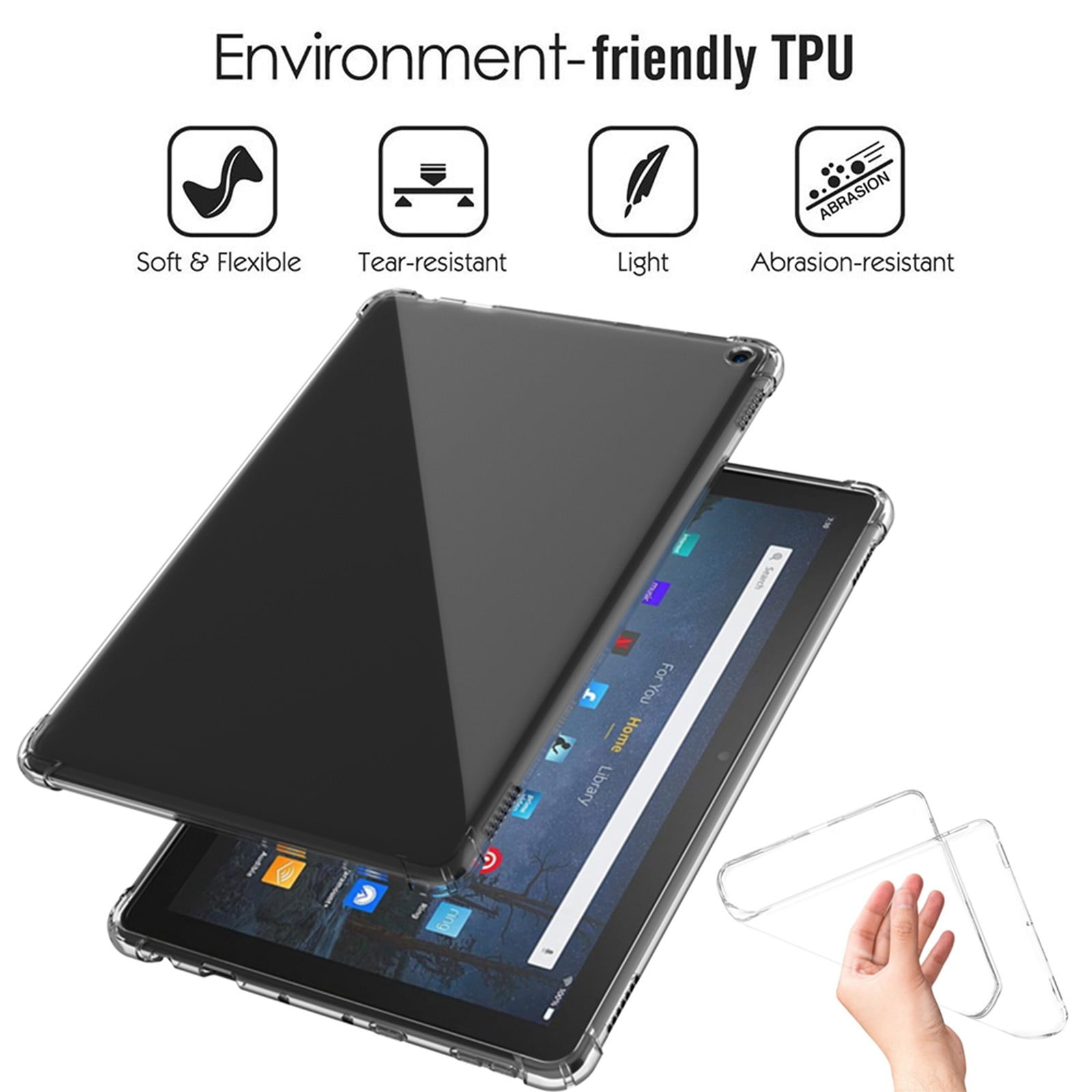 CQININI Tablet Case 10 Silicone Slim Soft For Fire Transparent Case Tpu