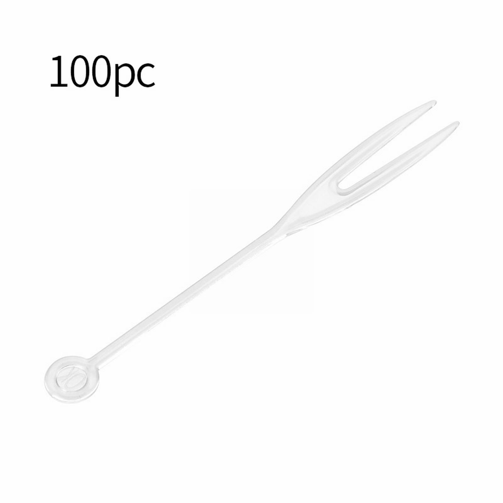 CQININI Tableware Disposable Fruit Fork Plastic Transparent