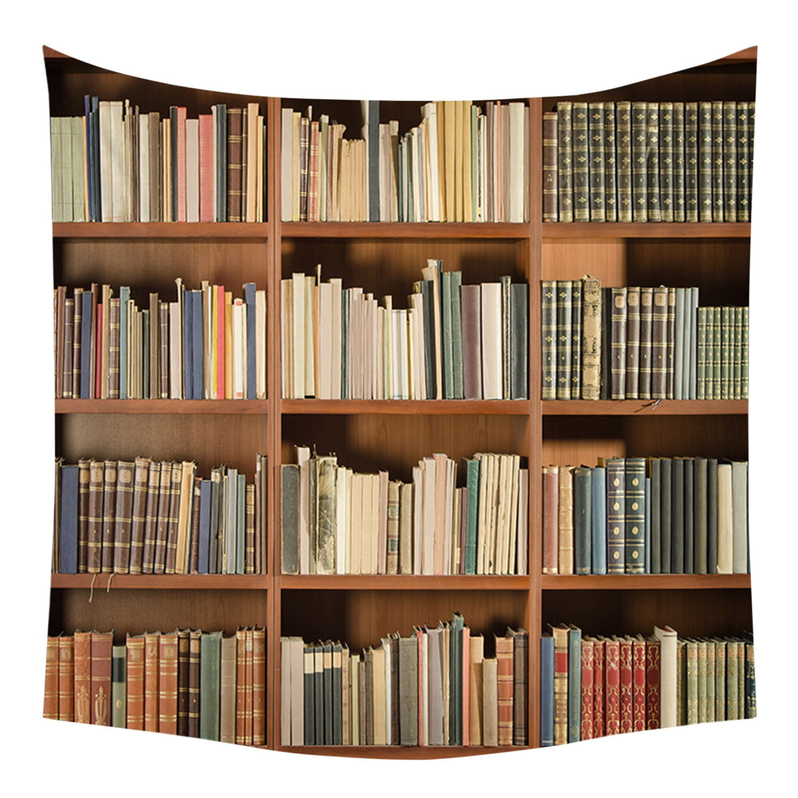 CQININI Vintage Library Bookshelf Tapestry Wall Hanging Study Room