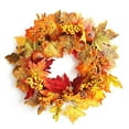CQININI Wreath Fall Hanging Artificial Autumn Maple Leaves Garland For