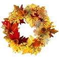 CQININI Wreath Fall Hanging Artificial Autumn Maple Leaves Garland For