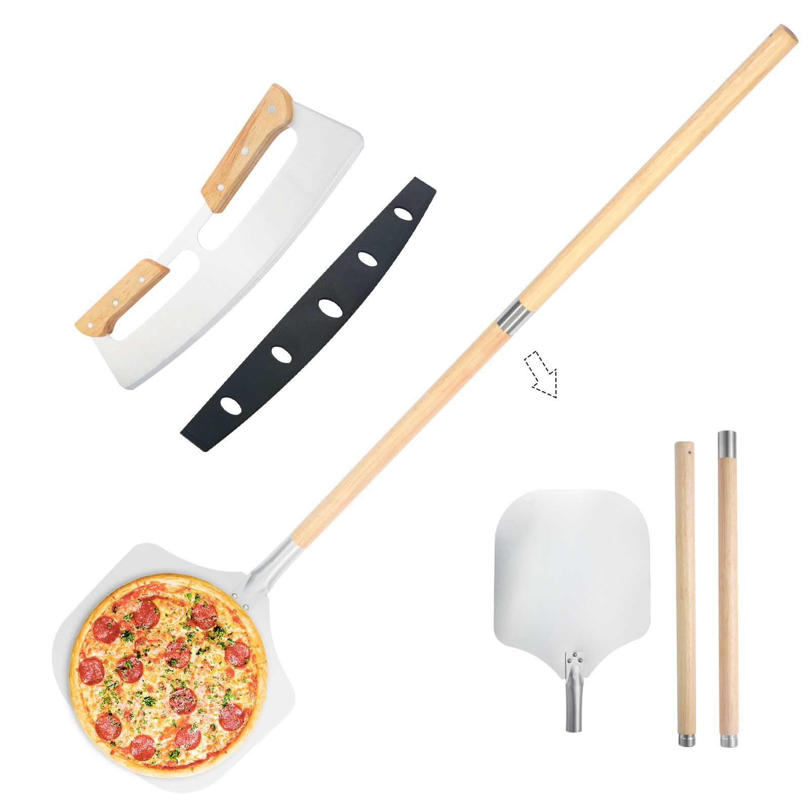 CQMNYDBD Aluminum Extendable Turning Pizza Peel with Detachable Wood ...