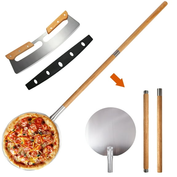 CQMNYDBD Aluminum Extendable Turning Pizza Peel with Detachable Wood Handle for Easy Storage 12-Inch x 14-Inch, Pizza Oven Accessories, Gourmet Luxury Pizza Paddle for Baking Homemade Pizza Bread