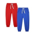 thumbnail image 1 of CQONEPT 2 Pack Kids Boys Sweatpants Casual Loose Fit Fleece Lined Joggers Drawstring Running Activewear Pant with Pockets Watermelon Red 5 Years, 1 of 1