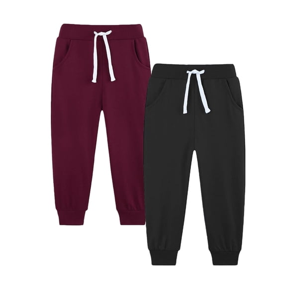 CQONEPT 2 Pack Sweatpants for Teen Boys Drawstring Fleece Lined Jogger Pant Comfortable Sports Activewear Pants with Pockets Bronze 7 Years