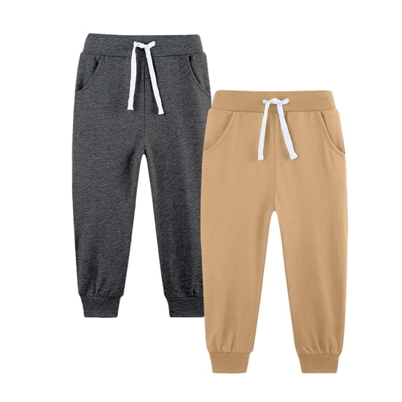 CQONEPT 2 Pack Sweatpants for Teen Boys Drawstring Fleece Lined Jogger Pant Comfortable Sports Activewear Pants with Pockets Yellow 13 Years