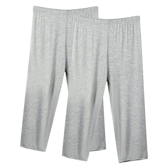 CQONEPT 2 Pack Women's Plus Size Pants Baggy Dressy Casual Pant Comfy Elastic Waist Solid Color Trendy Trousers Gray S