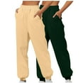 thumbnail image 1 of CQONEPT 2PC Jogger Pants for Women Winter Casual Loose Fit Fleece Lined Sweatpant Tapered Elastic Waist Cycling Trousers with Pockets Army Green XL, 1 of 4