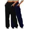 thumbnail image 1 of CQONEPT 2PC Jogger Pants for Women Winter Casual Loose Fit Fleece Lined Sweatpant Tapered Elastic Waist Cycling Trousers with Pockets Blue M, 1 of 3