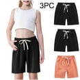 thumbnail image 1 of CQONEPT 3 Pack Boys Girls Cotton Linen Shorts Pants Cute Comfy School Uniform Elastic Waist Short Pant for Toddler, 1 of 7