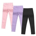 thumbnail image 1 of CQONEPT 3 Pack Girls Leggings High Waist Stretchy Tights Lightweight Solid Color Skinny Leg Comfortable Pants Pink 6 Years, 1 of 7