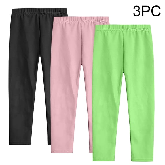CQONEPT 3 Packs Crop Pants for Kids Girls Athletic Casual Jogger Pant Straight Leg Cozy Active Trendy Pants Mint Green 7 Years