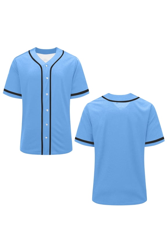 Baseball Jersey Tops for Women Short Sleeve Shirt Button Up Summer Tops Casual Sportswear Athletic Tee Uniform Blue XXL
