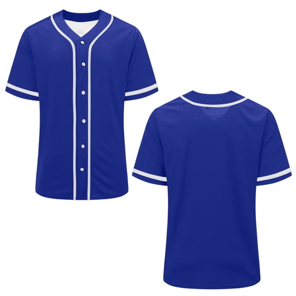 CQONEPT Baseball Jersey Tops for Women Short Sleeve Shirt Button Up Summer Tops Casual Sportswear Athletic Tee Uniform Navy M