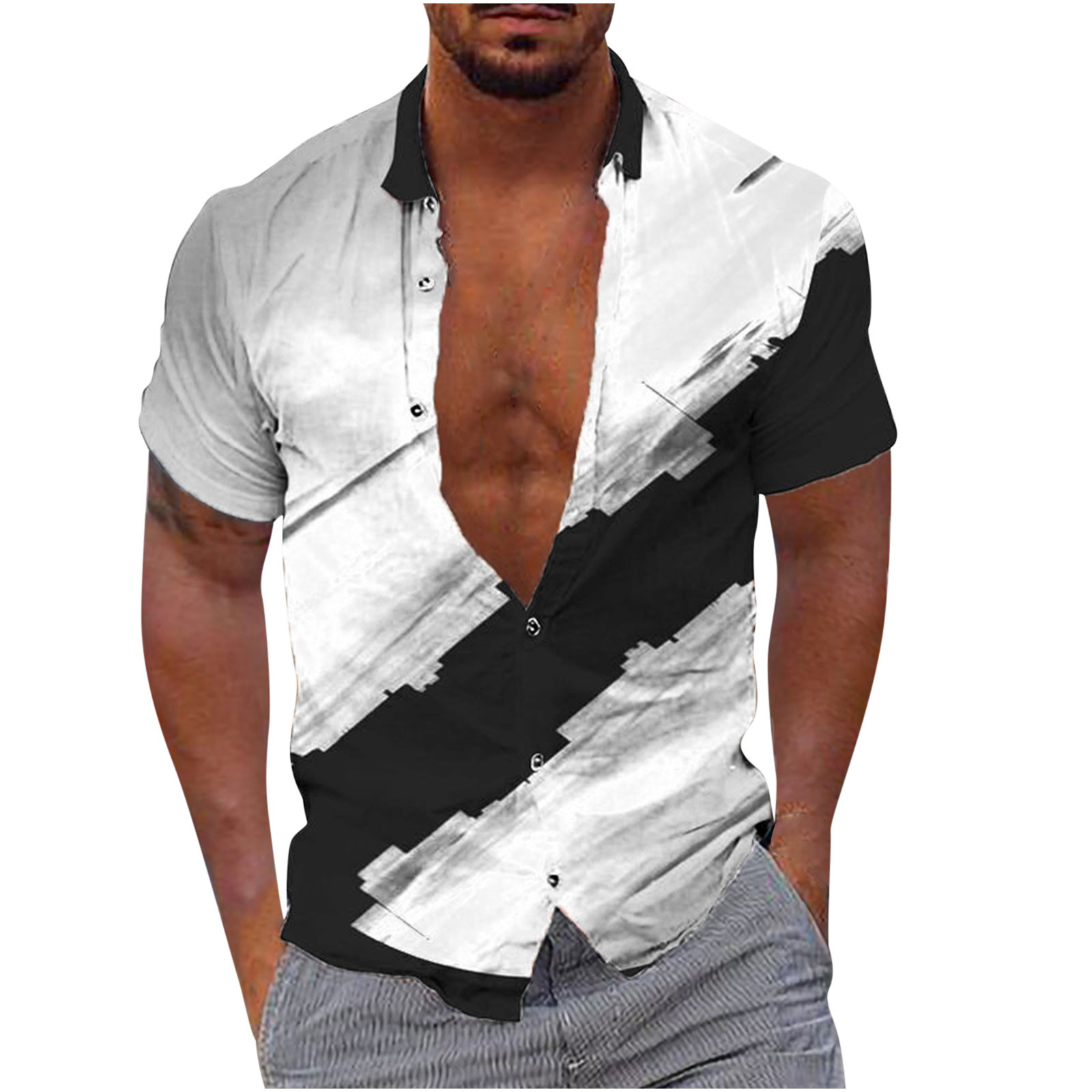 CQONEPT Big and Tall Men‘s Funny Polo Shirts Flashes 80S Golf Shirts