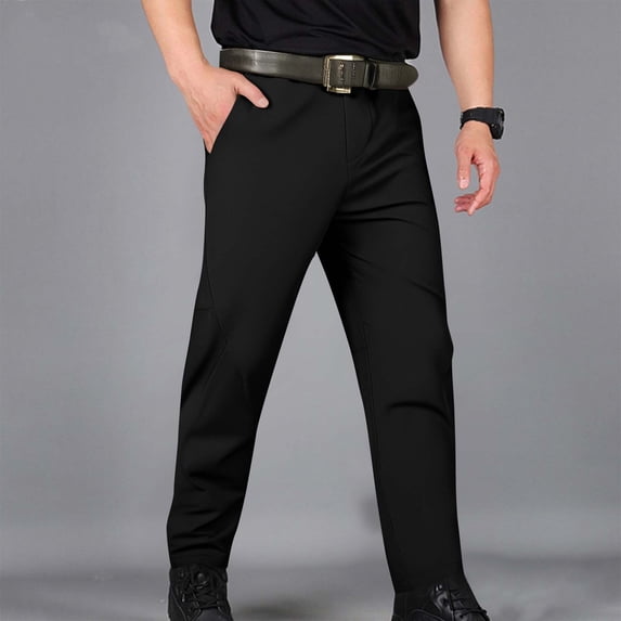 CQONEPT Big and Tall Pants for Mens Stretch Breathable Pant Casual Loose Lightweight Streetwear Pants with Pockets Black M
