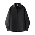 thumbnail image 1 of CQONEPT Big and Tall Pullover Tops Lapel Neck Button Down Shirts Dressy Casual Tunic Tops Fall Winter Clothes Black 5XL, 1 of 2