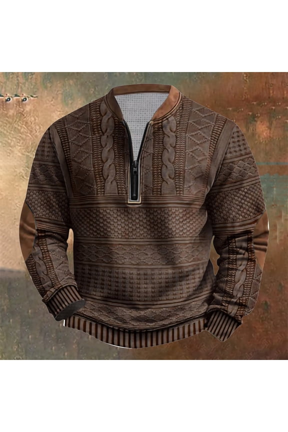 Big and Tall Pullover Tops for Mens 1/4 Zip V Neck Tunic Tops Long Sleeve Shirts Fleece Warm Winter Clothes Brown 3XLL