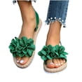 thumbnail image 1 of CQONEPT Bohemian Sandals For Women Flower Sandals Ankle Strap Open Toe Wide Width Arch Support Sandals Dressy Flat Beach Casual Shoes Green 36, 1 of 6