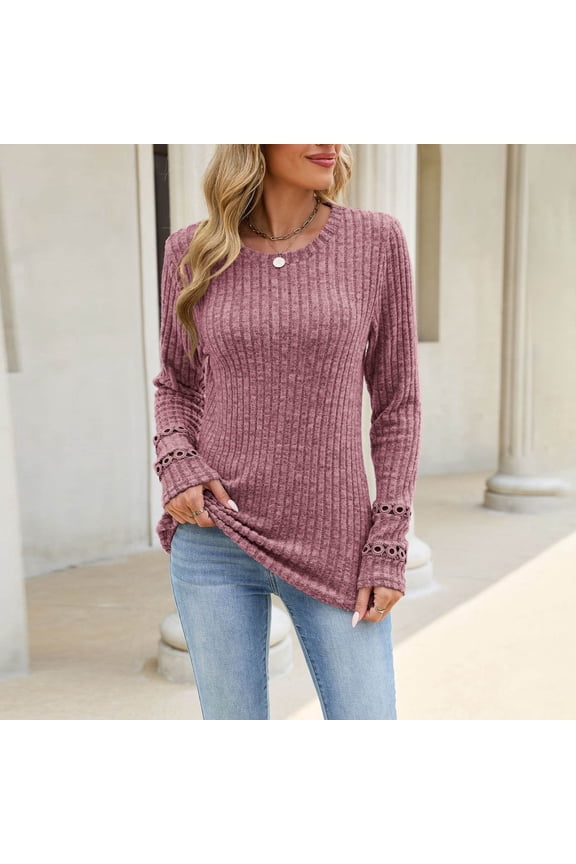 Boho Sweaters for Women Long Sleeve Lightweight Pullover Fall Tops Winter Clothing Dressy Casual Soft Stretch Shirts Purple 2XL
