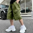 thumbnail image 1 of CQONEPT Boy's Cargo Shorts Casual Stretch Classic Drawstring Elastic Waist Summer Hiking Short with Multi Pockets Army Green 10 Years, 1 of 3