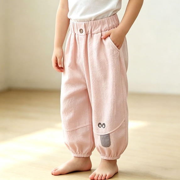 CQONEPT Boys Baggy Corduroy Pants Wide Leg Casual Cute Pull On Pant Loose Fit Fall Trendy Pockets Trousers with Pockets Pink 3-6 Months