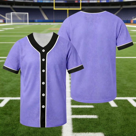 CQONEPT Boys Button Down Plain Baseball Jersey V Neck Softball Team Uniform Hip Hop Short Sleeve Active Shirts Dark Blue 80