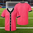 thumbnail image 1 of CQONEPT Boys Button Down Plain Baseball Jersey V Neck Softball Team Uniform Hip Hop Short Sleeve Active Shirts Watermelon Red 100, 1 of 6
