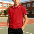 thumbnail image 1 of CQONEPT Boys Henley Short Sleeve Shirt Summer Cotton Collared T Shirt Toddler Casual School Uniform Dress Shirts Red XL, 1 of 6