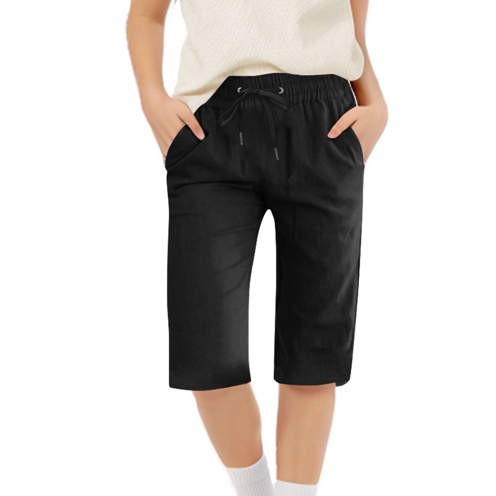 CQONEPT Boys Pants Casual Lightweight Loose Fit Capri Pants Linen Beach ...