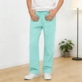 thumbnail image 1 of CQONEPT Boys Straight Leg Linen Pants Lightweight Casual Versatile School Uniform Pants with Pockets for 4-15 Years Green 6-7 Years, 1 of 4