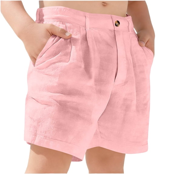 CQONEPT Boys and Girls Bermuda Shorts Wide Leg Waisted Knee Length Pants Pull On Summer Casual Pant for 5-15 Years Pink 9-10 Years