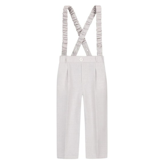 CQONEPT Boys and Girls Bib Overall School Uniform Jumpsuit Convertible Romper for Kids Fashion Streetwear Clothes Gray 3 Years