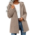 thumbnail image 1 of CQONEPT Cable Knit Hooded Coat for Women Zip Up Long Sleeve Sweater Sweater Cozy Fall Winter Warm Jacket with Pocket Teacher Daily Outfit, 1 of 6