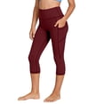 thumbnail image 1 of CQONEPT Capri Leggings for Teen Girls High Waisted Capri Leggings with Pockets for Gilrs Tummy Control Yoga Pants Women Wine 12 Years, 1 of 7