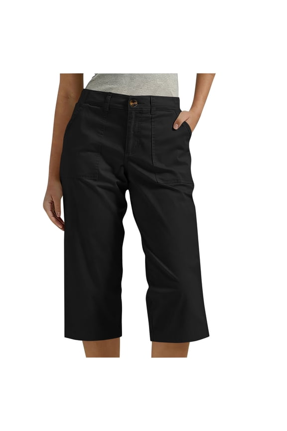 Capri Pants for Women Bermuda Casual Loose Straight Leg Pant High Waist Cargo Capris Summer Crop Pant with Pockets Black XL