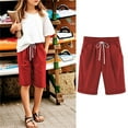 thumbnail image 1 of CQONEPT Capris Pants for Girls Drawstring Elastic Waist Summer Csual Loose Fit Summer Solid Short with Pocket Red 5-6Years, 1 of 7
