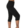 thumbnail image 1 of CQONEPT Capris Pants for Womens Straight Leg Asymmetric Pant with Pockets Elastic Waist Vacation Trousers Black S, 1 of 6
