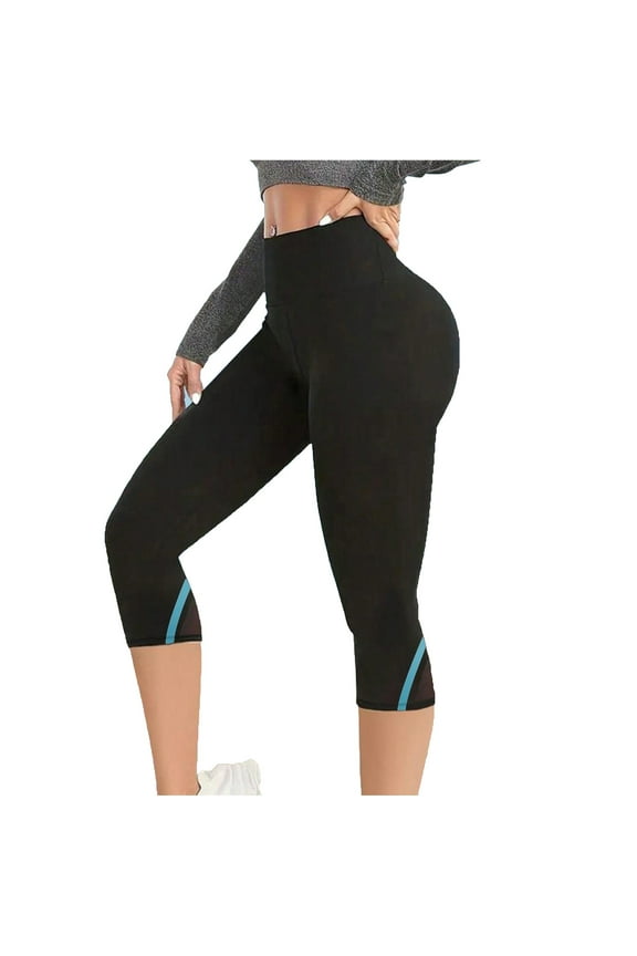Capris Yoga Pants Butt Lift Tummy Control Stretch Capris Leggings Tighting Fiting Leisure Workouts Pants Blue S