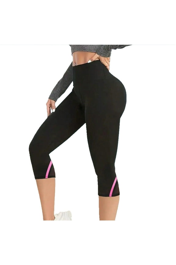 Capris Yoga Pants Butt Lift Tummy Control Stretch Capris Leggings Tighting Fiting Leisure Workouts Pants Pink S