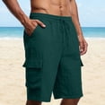 thumbnail image 1 of CQONEPT Cargo Linen Shorts for Men Bermuda Drawstring Elastic Waist Shorts Casual Lightweight Beachwear with Pockets Green L, 1 of 7