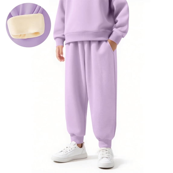 CQONEPT Cargo Pants for Girls Wide Leg Athletic Jogging Pant Stretchy Baggy Active Joggers with Multi Pockets Purple 12 Years