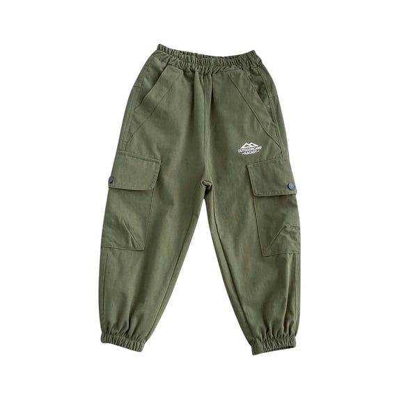 CQONEPT Cargo Pants for Toddlers Kids Elastic Waist Joggers Mosquito Proof Athletic Outdoor Pant with Multi Pockets Green 7 Years