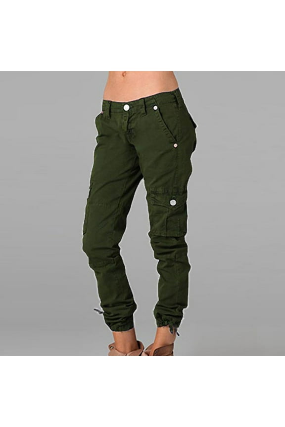 Cargo Pants for Womens Oversize Skinny Leg Lerisure Pants Loose Fit Camping Hiking Trousers with Multi Pockets Army Green XL