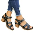 thumbnail image 1 of CQONEPT Chunky Heels for Women Strappy Sandals Open Toe Block Heeled Sandals with Ankle Strap Summer Dress Shoes Size 5.5 Black, 1 of 5