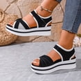 thumbnail image 1 of CQONEPT Chunky Sandals for Women Fashion Sandals Orthopedic Wedge Open Toe Ankle Strap Beach Sandals Dress Shoes Black 38, 1 of 7