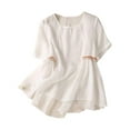 thumbnail image 1 of CQONEPT Clearance Cotton Shirts for Women Loose Fit Short Sleeve Tops Summer Flowy Crewneck Shirt Solid Color Tees,White, 1 of 8