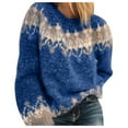 thumbnail image 1 of CQONEPT Clearance Fleece Sweaters for Women Long Sleeve Patchwork Pullover Sweater Thermal Color Block Knit Tops Womens Winter Crewneck Knitted Blouse S-3XL, 1 of 4