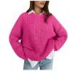 CQONEPT Knit Sweaters for Women Causal Long Sleeve Scoop Sweater Fall Winter Slouchy Ribbed Pullover Womens Loose Fit Comfy Solid Knitted Tops Outwear Black S-XL
