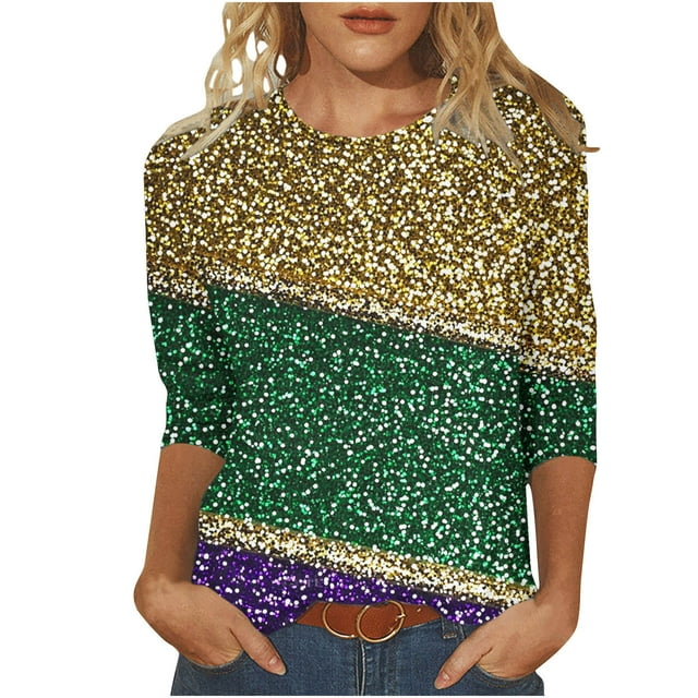 CQONEPT Clearance Plus Size Carnival Tops for Women Causal Comfy Mardi